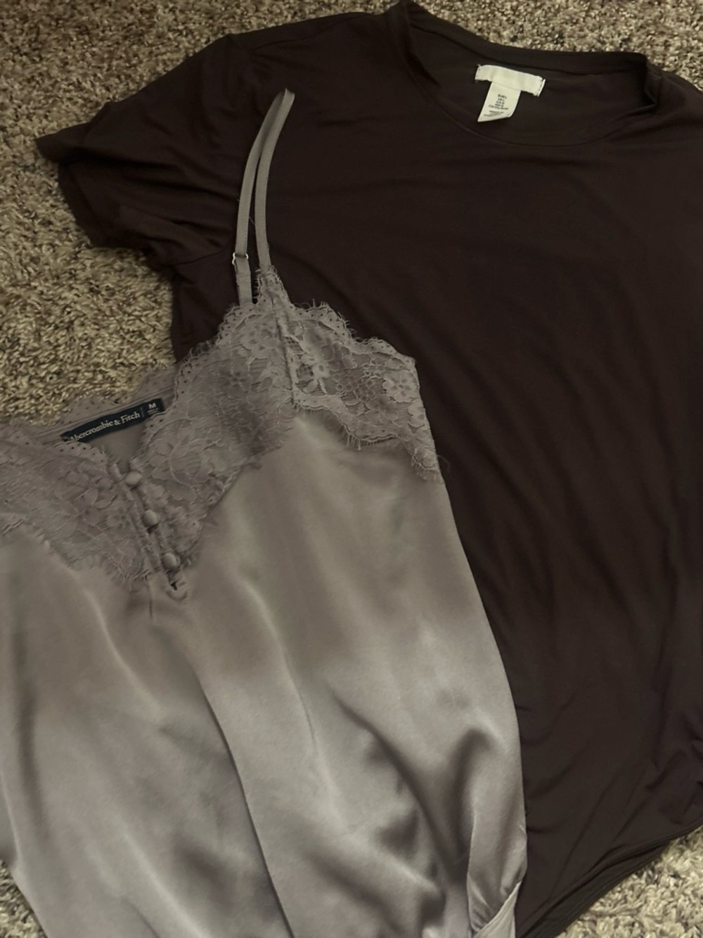 Abercrombie & Fitch Silver-Gray Satin Lace-Trim Chemise